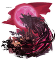 Artwork of Calamity Ganon with a Blood Moon from Breath of the Wild