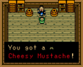 Link obtaining the Cheesy Mustache, as seen in-game