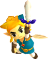 Link raising the smaller Master Sword