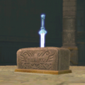 The Goddess Sword in its pedestal from Skyward Sword