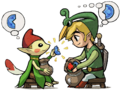 Link fusing Kinstones with a Minish