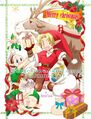 Christmas artwork depicting Link and some Kokiri