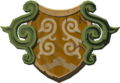 Multiple stylised Crests of the Kokiri are present on the Korok-made Forest Dweller's Shield from Breath of the Wild