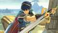 Marth in the Great Plateau Tower Stage from Super Smash Bros. Ultimate