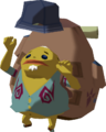 The Wandering Merchant from Greatfish Isle with his hat blown off