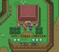 Link's Uncle standing next to Link after being revived by Link's Triforce wish