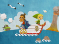 Link and Linebeck sailing to the Isle of Ember.