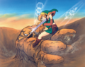 Artwork of Link fighting a Geldman from A Link to the Past