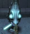 Link about to strike a Zant Mask from Twilight Princess