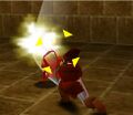 Link performs a jump attack on a Flare Dancer in Ocarina of Time