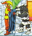 A Goriya putting Ganon's robe on Link from The Legend of Zelda comic