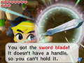 Link receiving the sword blade from Zauz