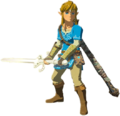 Link wielding the Sword of the Six Sages from Breath of the Wild