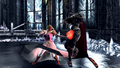 King dressed as Ganondorf fighting Nina Williams dressed as Zelda