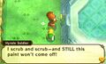 Soldier trying to remove a Painting from A Link Between Worlds