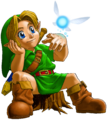 Young Link sitting with Navi
