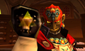 The Triforce of Power appearing on Ganondorf's hand in Ocarina of Time 3D