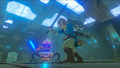 Link in combat with a Guardian Scout II inside the Ta'loh Naeg Shrine