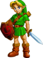 Link with the Kokiri Sword and Deku Shield
