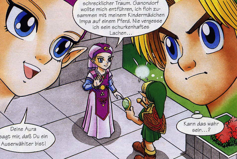 File:OoT Comic Link & Zelda.png