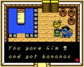 Link receiving the Bananas from Link's Awakening DX
