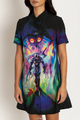 A model wearing a Fierce Deity Link Short Sleeve Shirt Dress