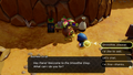 A promotional screenshot of Princess Zelda speaking to a Business Scrub