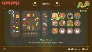 Inventory screenshot from Link's Awakening (Nintendo Switch)