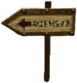 An arrow-shaped Sign from Ocarina of Time 3D