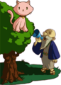 Artwork of Mittens and her owner from Oracle of Seasons