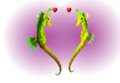 The two Seahorses reunited with Hearts from Majora's Mask