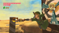 Link using the Clawshots from Skyward Sword