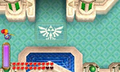 The Hyrulean Royal Crest in front of the 2nd floor entrance to Inside Hyrule Castle from A Link Between Worlds