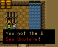 Link obtaining the Sea Ukulele, as seen in-game