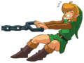 Link pulling a lever