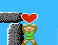 Link finding a Heart Container from The Adventure of Link