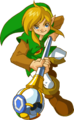 Link wielding the Rod of Seasons before gaining the power of Autumn