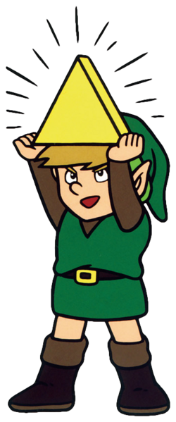 File:TLoZ Link Holding the Triforce of Wisdom Artwork 4.png