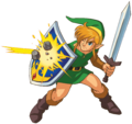 Link using the Fighter's Shield from A Link to the Past