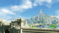 A promotional screenshot of Hyrule Castle from Hyrule Warriors: Age of Calamity