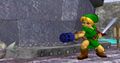 Young Link using the Hookshot from Super Smash Bros. Melee