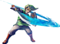 Link in an attack pose with the Master Sword