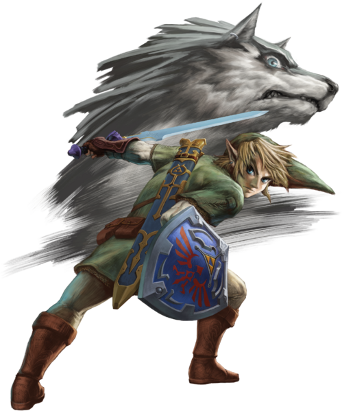 File:TPHD Link and Wolf Link Artwork.png