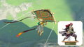 Promotional Screenshot of Link using the Paraglider with the Gerudo-King Fabric equipped