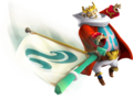 Render of King Daphnes wielding the Windfall Sail from Hyrule Warriors