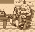 Grandpa Ulrira speaking on the phone from Link's Awakening DX