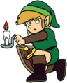 Artwork of Link holding the Red Candle from The Legend of Zelda