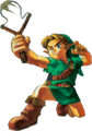 Artwork of Link using the Fairy Slingshot from Ocarina of Time