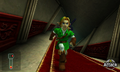 Link running through a twisted corridor from Ocarina of Time 3D