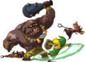 Link fighting a Big Blin alongside Miniblins